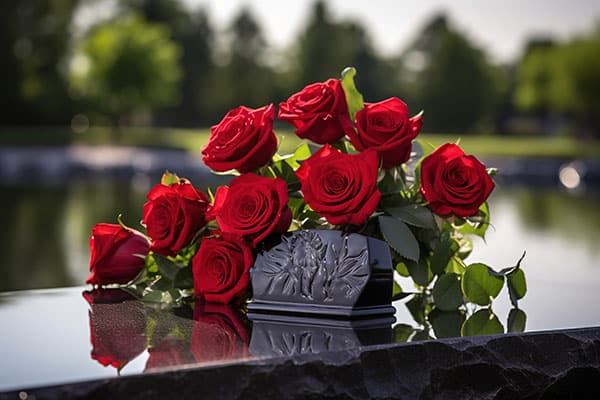 Roses on headstone